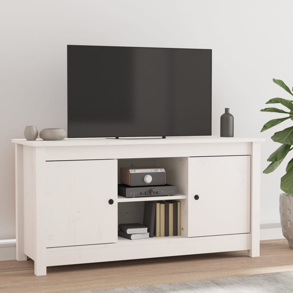 vidaXL TV-taso valkoinen 103×36,5×52 cm täysi mänty