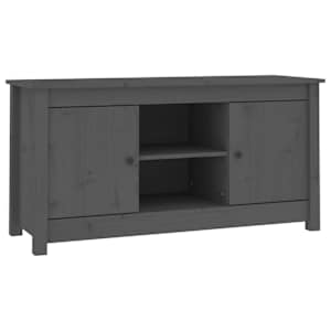 TV skříňka šedá 103 x 36,5 x 52 cm masivní borové dřevo - obrázek 2