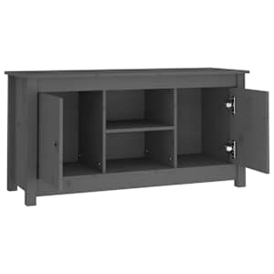 TV skříňka šedá 103 x 36,5 x 52 cm masivní borové dřevo - obrázek 4