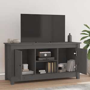 TV skříňka šedá 103 x 36,5 x 52 cm masivní borové dřevo - obrázek 6