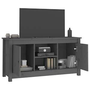 TV skříňka šedá 103 x 36,5 x 52 cm masivní borové dřevo - obrázek 8