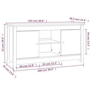 TV skříňka medově hnědá 103 x 36,5 x 52 cm masivní borové dřevo - obrázek 10