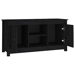 TV skříňka černá 103 x 36,5 x 52 cm masivní borové dřevo - obrázek 4