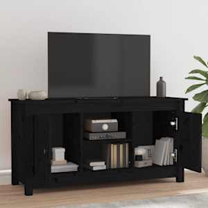 TV skříňka černá 103 x 36,5 x 52 cm masivní borové dřevo - obrázek 6