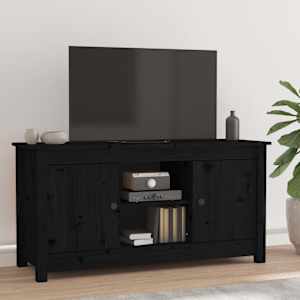 TV skříňka černá 103 x 36,5 x 52 cm masivní borové dřevo - obrázek 1