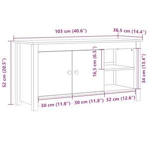 TV skříňka bílá 103 x 36,5 x 52 cm masivní borové dřevo - obrázek 10