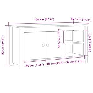 TV skříňka černá 103 x 36,5 x 52 cm masivní borové dřevo - obrázek 10