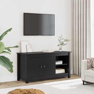 TV skříňka černá 103 x 36,5 x 52 cm masivní borové dřevo - obrázek 1