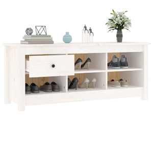Botník bílý 110 x 38 x 45,5 cm masivní borovice - obrázek 8