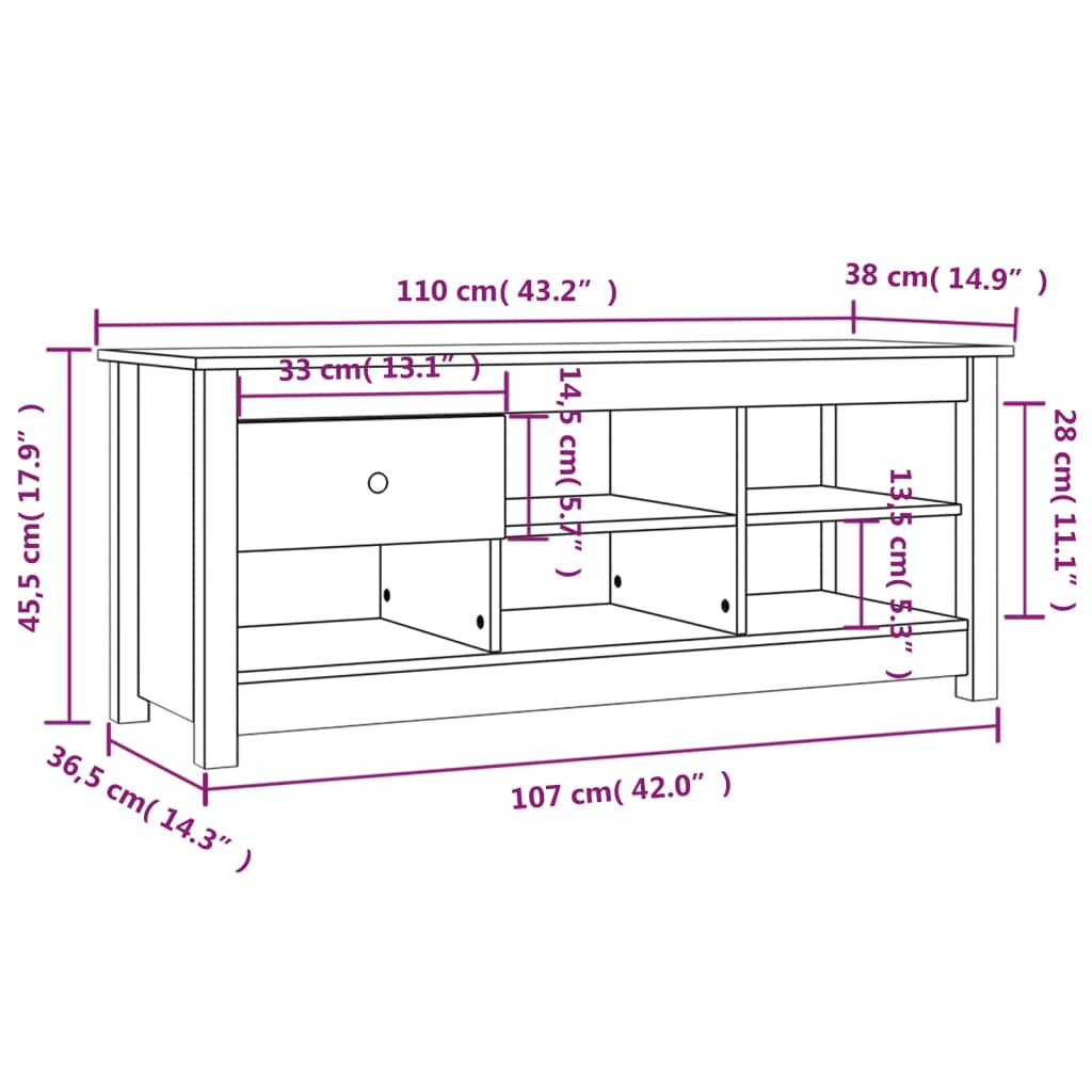 Ormarić za cipele sivi 110 x 38 x 45,5 cm od masivne borovine