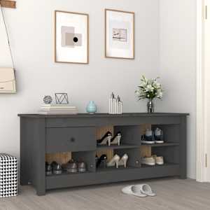 Omarica za čevlje siva 110x38x45,5 cm trdna borovina