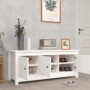Botník bílý 110 x 38 x 45,5 cm masivní borovice - obrázek 7