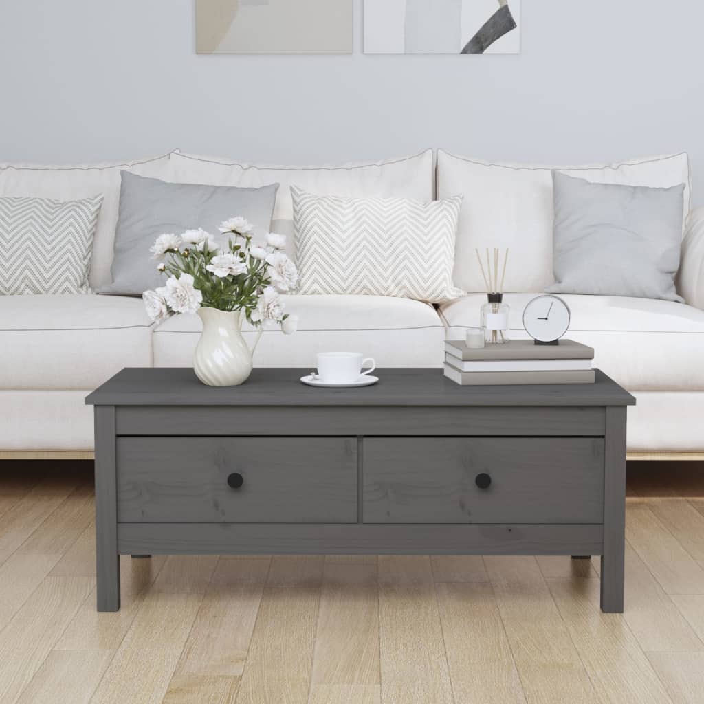vidaXL sofabord 100x50x40 cm massivt fyrretræ grå