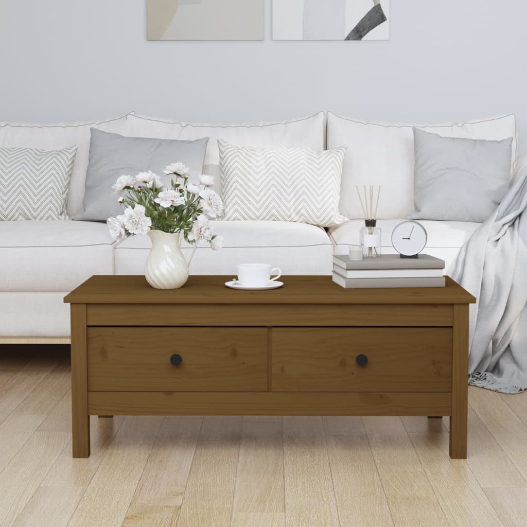vidaXL sofabord 100x50x40 cm massivt fyrretræ gyldenbrun