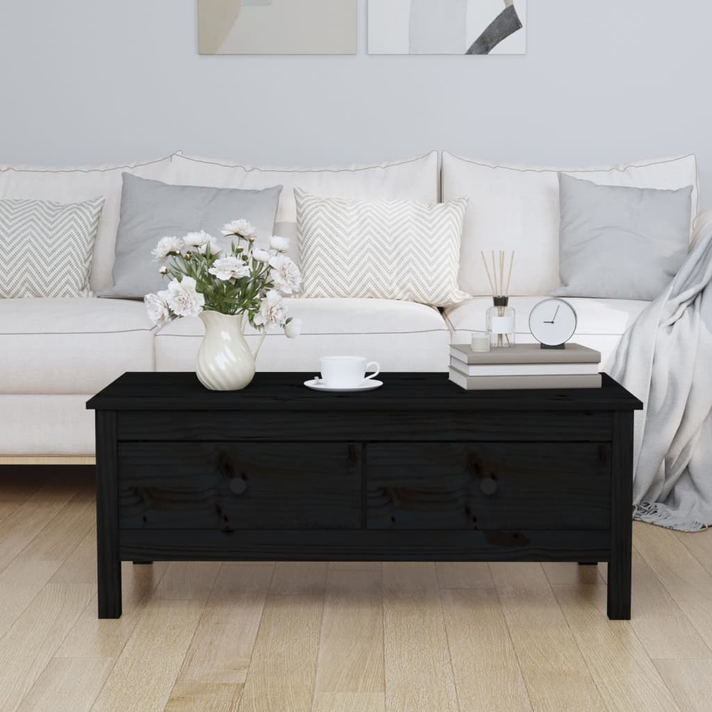 vidaXL sofabord 100x50x40 cm massivt fyrretræ sort