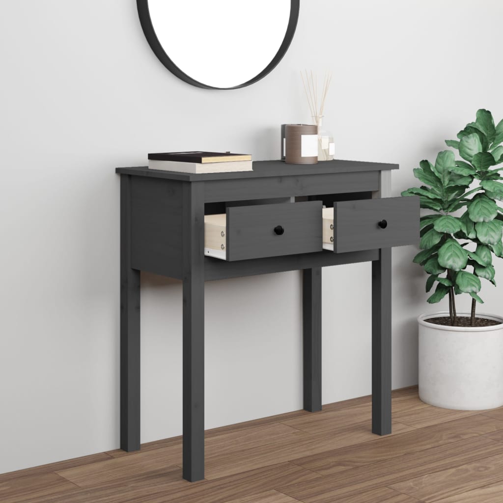 vidaXL Console Table Grey 70x35x75 cm Solid Wood Pine