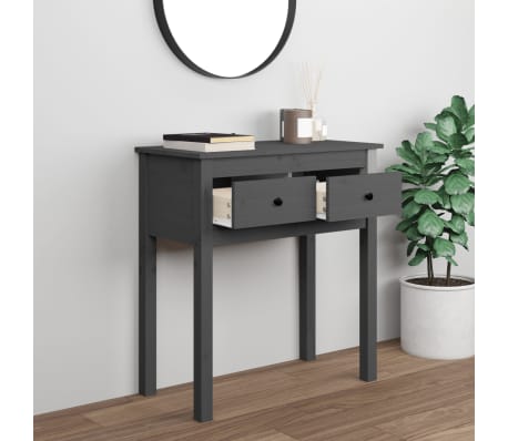 vidaXL Console Table Grey 70x35x75 cm Solid Wood Pine