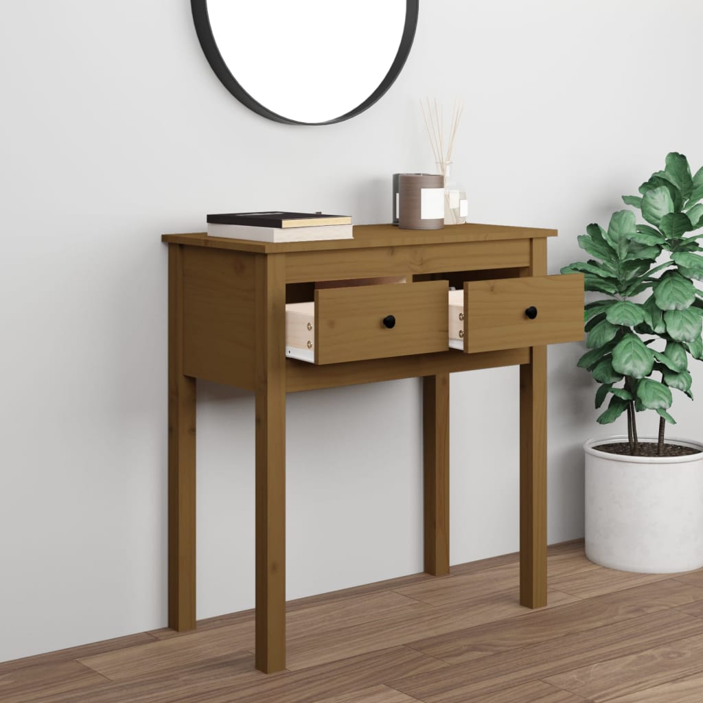 vidaXL Wandtafel 70x35x75 cm massief grenenhout honingbruin afbeelding