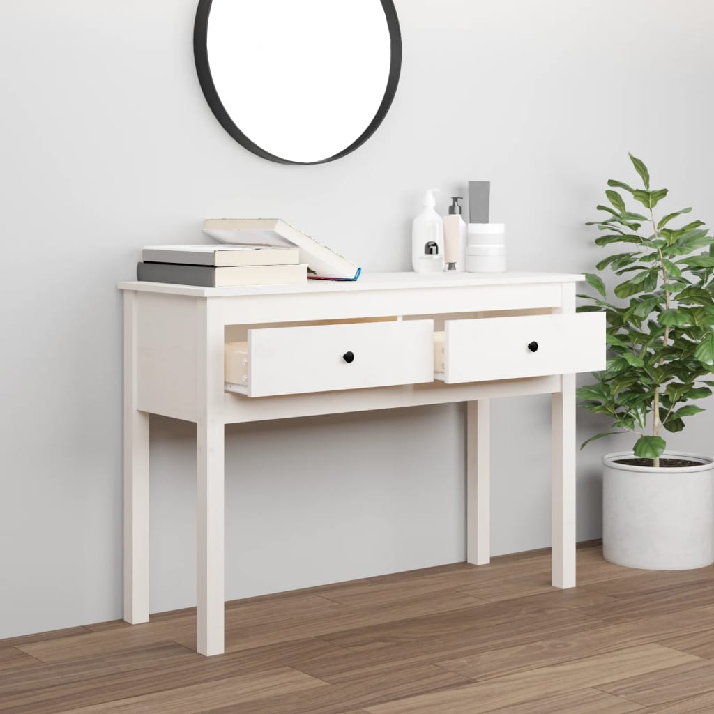 vidaXL Wandtafel 100x35x75 cm massief grenenhout wit