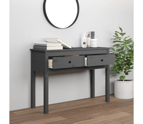 vidaXL Masă consolă, gri, 100x35x75 cm, lemn masiv de pin