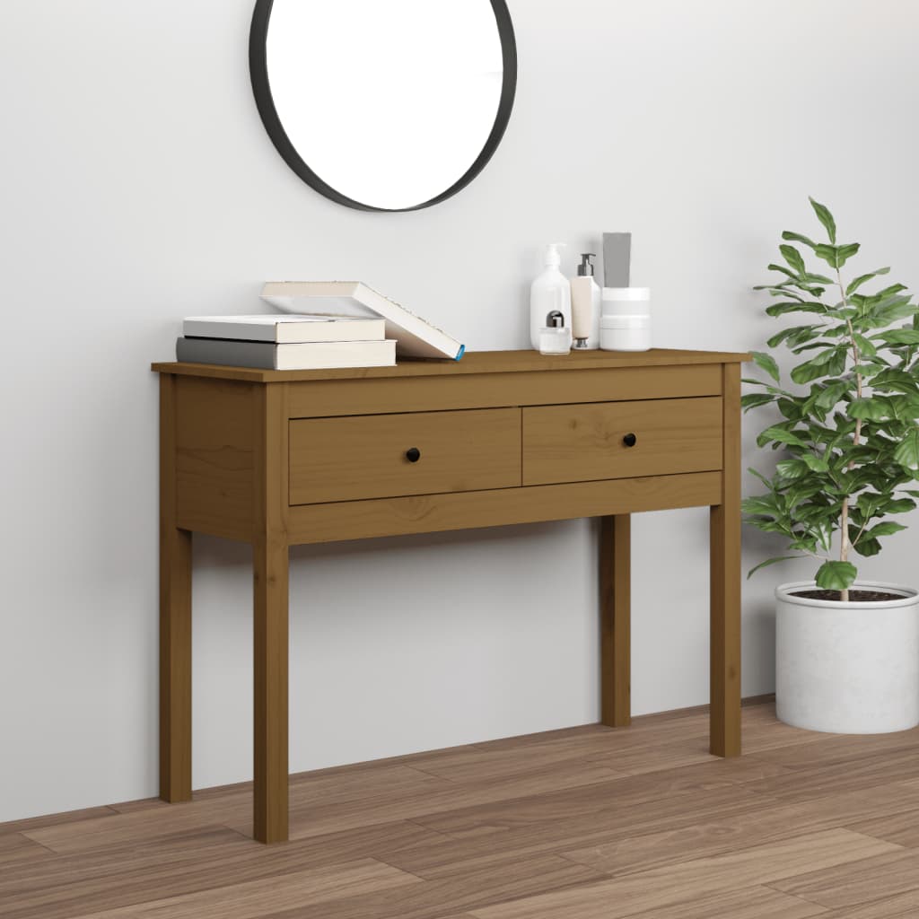 vida XL Konsolentisch Honigbraun 100x 35x 75 cm Massivholz Kiefer