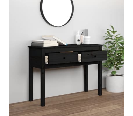 vidaXL Τραπέζι Κονσόλα Μαύρος 100x35x75 εκ. από Μασίφ Ξύλο Πεύκου