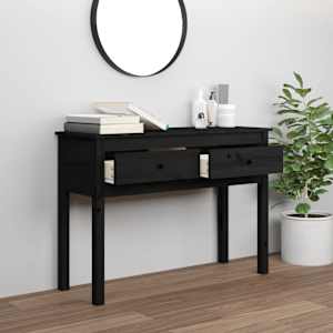 vidaXL Τραπέζι Κονσόλα Μαύρος 100x35x75 εκ. από Μασίφ Ξύλο Πεύκου