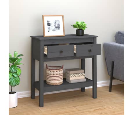 vidaXL Console Table Grey 75x35x75 cm Solid Wood Pine