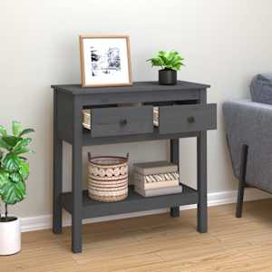 vidaXL Console Table Grey 75x35x75 cm Solid Wood Pine