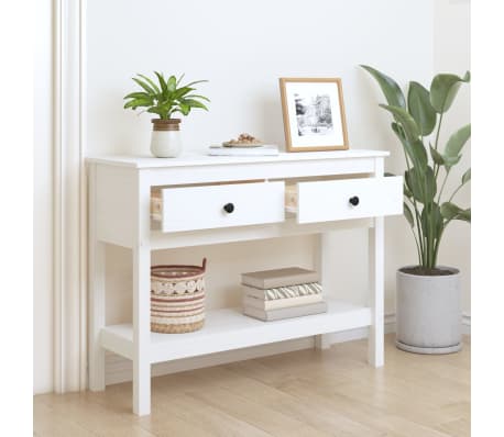 vidaXL Table console Blanc 100x35x75 cm Bois massif de pin