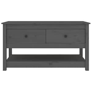 Konferenční stolek šedý 102 x 49 x 55 cm masivní borové dřevo - obrázek 3
