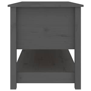 Konferenční stolek šedý 102 x 49 x 55 cm masivní borové dřevo - obrázek 4
