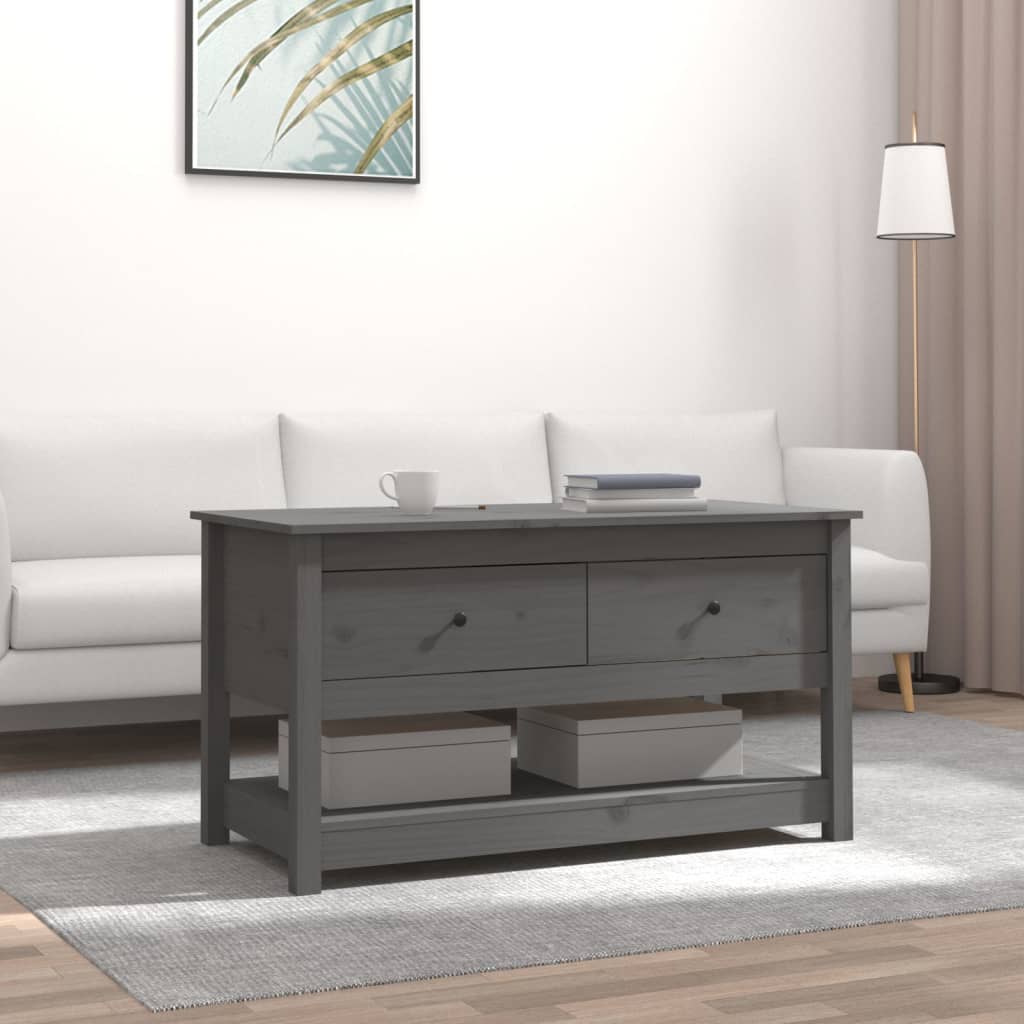 vidaXL sofabord 102x49x55 cm massivt fyrretræ grå