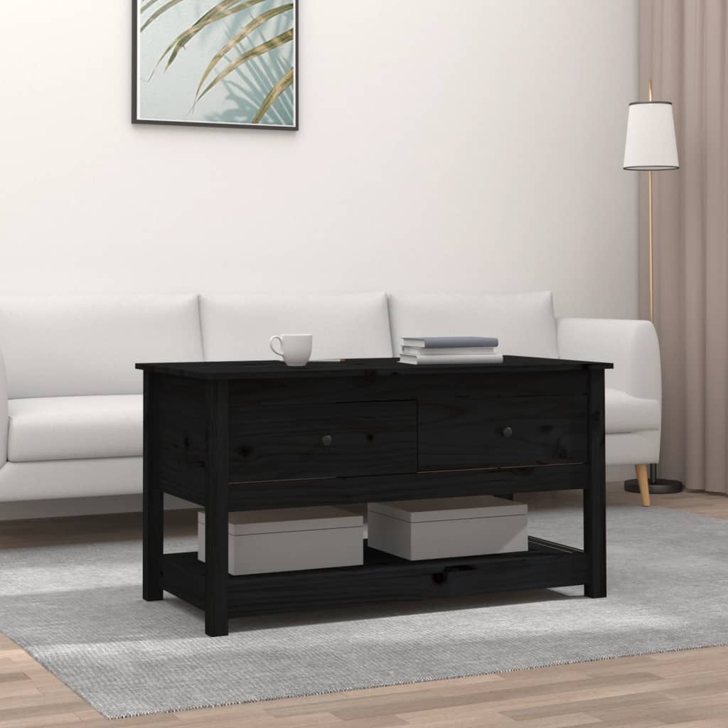 Konferenční stolek černý 102 x 49 x 55 cm masivní borové dřevo