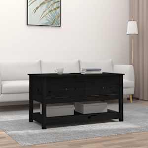 Konferenční stolek černý 102 x 49 x 55 cm masivní borové dřevo - obrázek 1