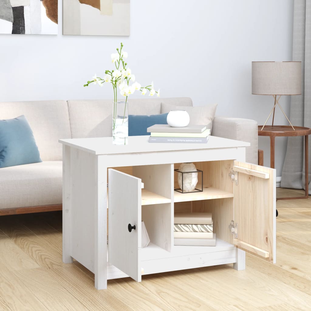 vidaXL Salontafel 71x49x55 cm massief grenenhout wit afbeelding