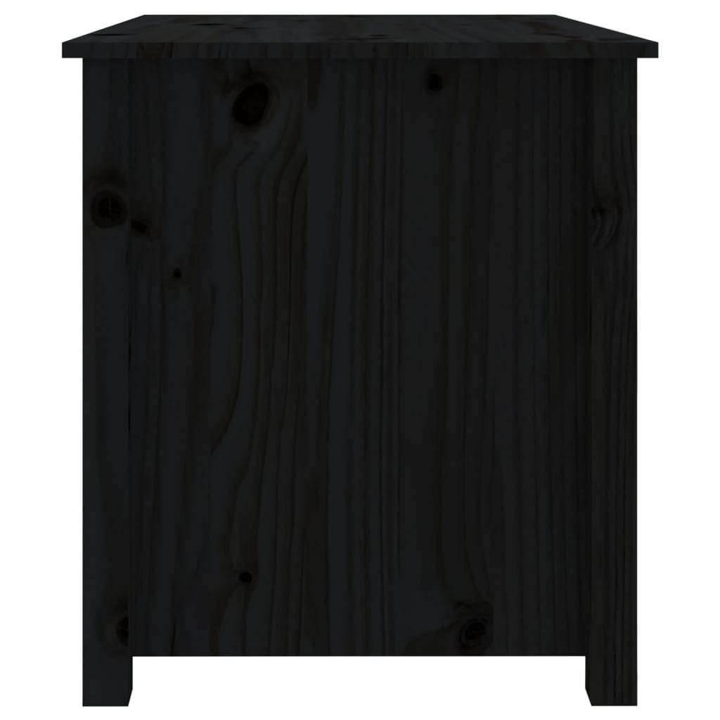 Fekete tömör fenyőfa dohányzóasztal 71 x 49 x 55 cm 