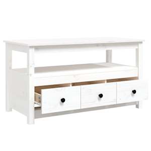 Konferenční stolek bílý 102 x 49 x 55 cm masivní borové dřevo - obrázek 7