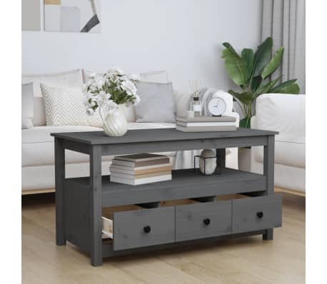 vidaXL Salongbord gr&aring; 102x49x55 cm heltre furu