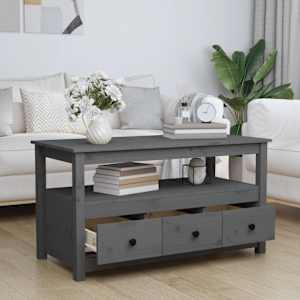 vidaXL Salongbord gr&aring; 102x49x55 cm heltre furu