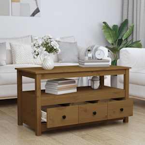 vidaXL Salongbord honningbrun 102x49x55 cm heltre furu