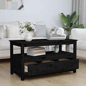 vidaXL Salongbord svart 102x49x55 cm heltre furu