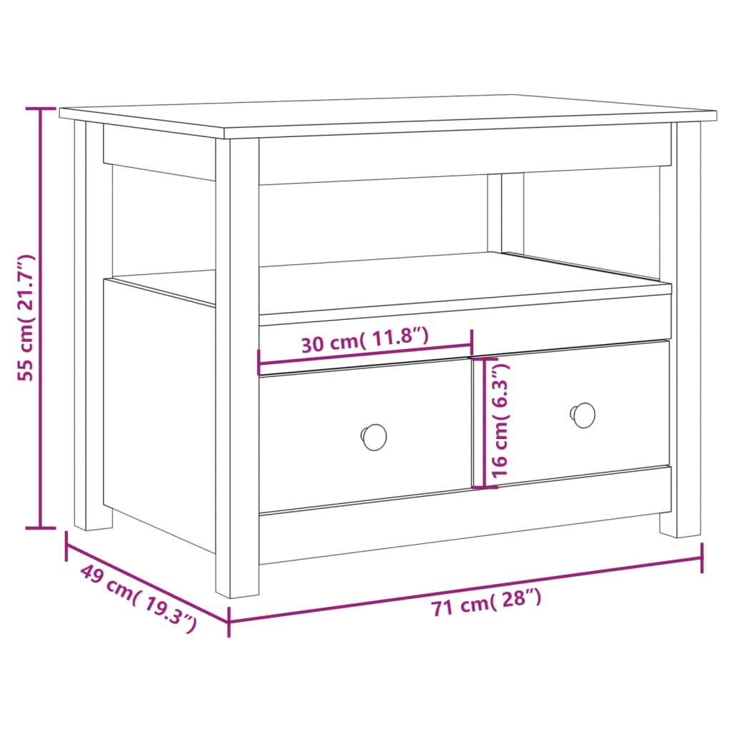 Klubska mizica 71x49x55 trdna borovina