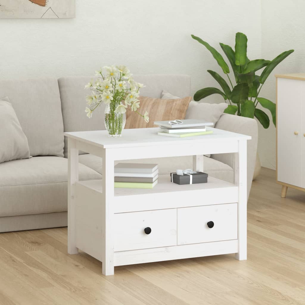 vidaXL Salontafel 71x49x55 cm massief grenenhout wit afbeelding
