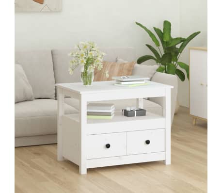 vidaXL feh&eacute;r t&ouml;m&ouml;r fenyőfa doh&aacute;nyz&oacute;asztal 71 x 49 x 55 cm
