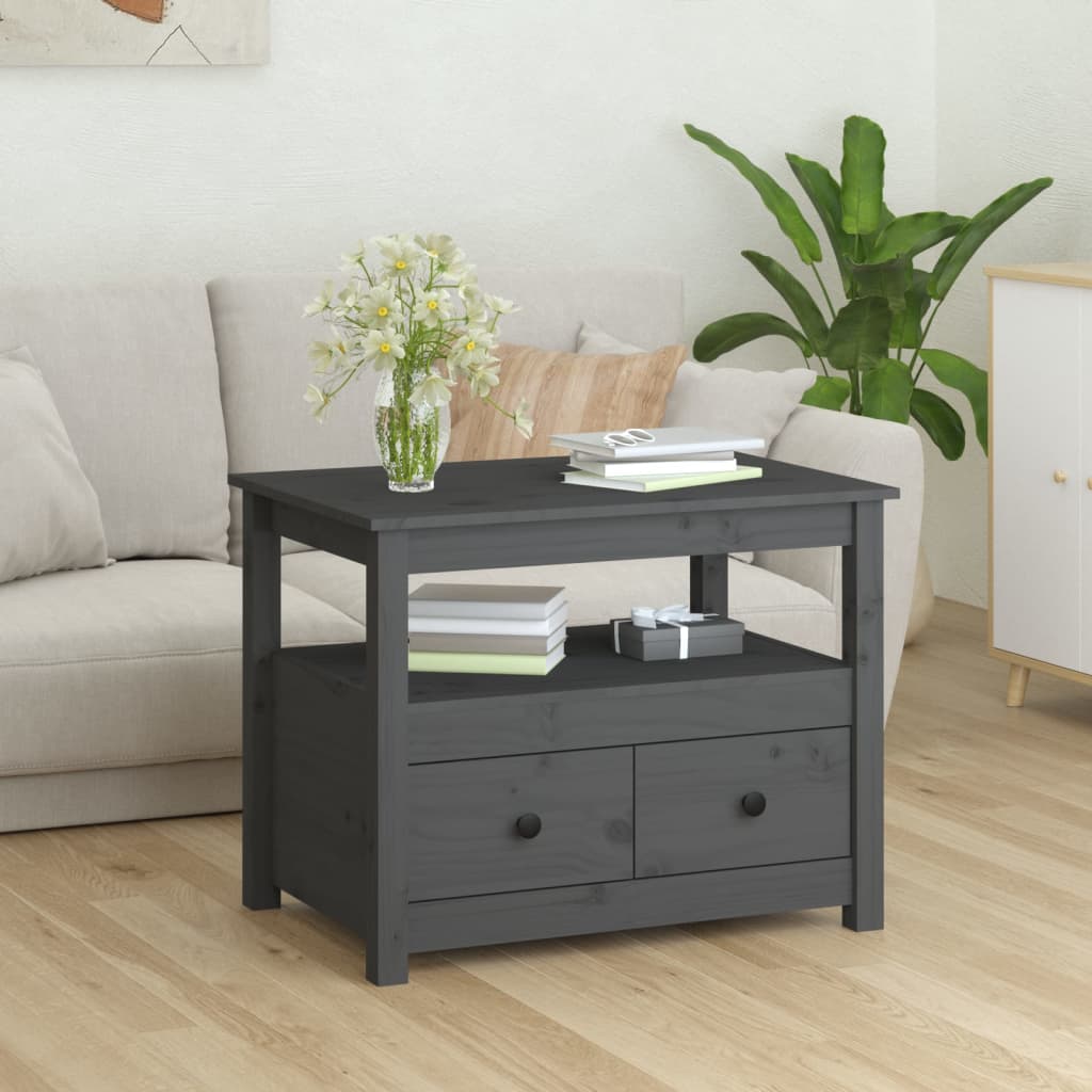 Thumbnail - vidaXL Couchtisch Grau 71x49x55 cm Massivholz Kiefer