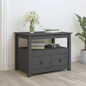 Klubska mizica siva 71x49x55 cm trdna borovina