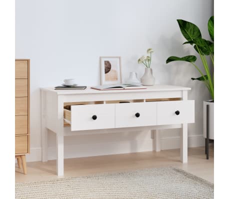 vidaXL Salontafel 102x49x55 cm massief grenenhout wit