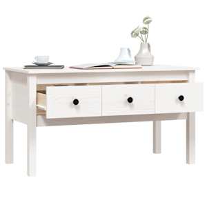 Konferenční stolek bílý 102 x 49 x 55 cm masivní borové dřevo - obrázek 5