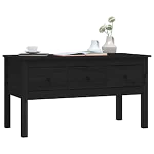 Konferenční stolek černý 102 x 49 x 55 cm masivní borové dřevo - obrázek 4